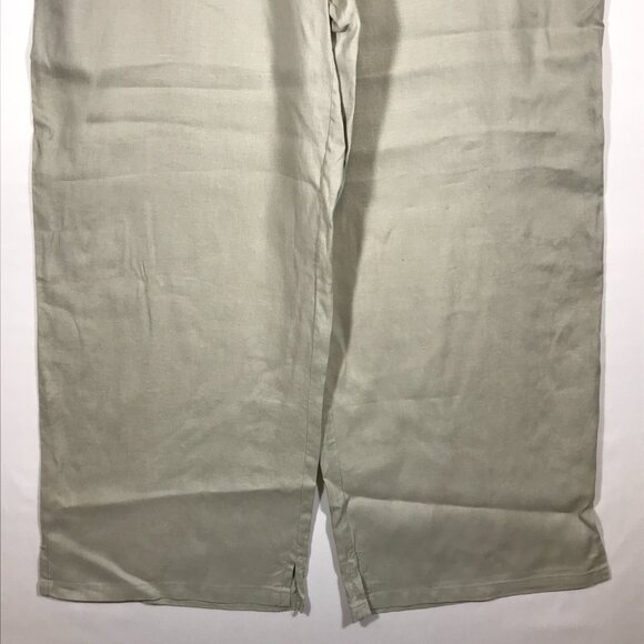 Max Studio Women's 12 Beige 100% Linen Casual Wide Leg Pants - Picture 7 of 12